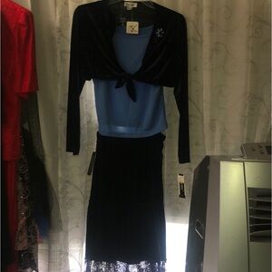 Amy Byer Blue Lace Pencil Midi Dress